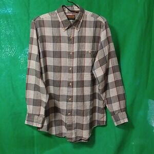Oakton Limited Mens Plaid Button‎ Down Shirt Grey Red Blue Long Sleeve Size M